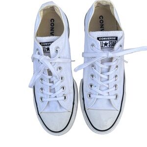 Converse All Star White Platform Sole Low-Top Sneakers